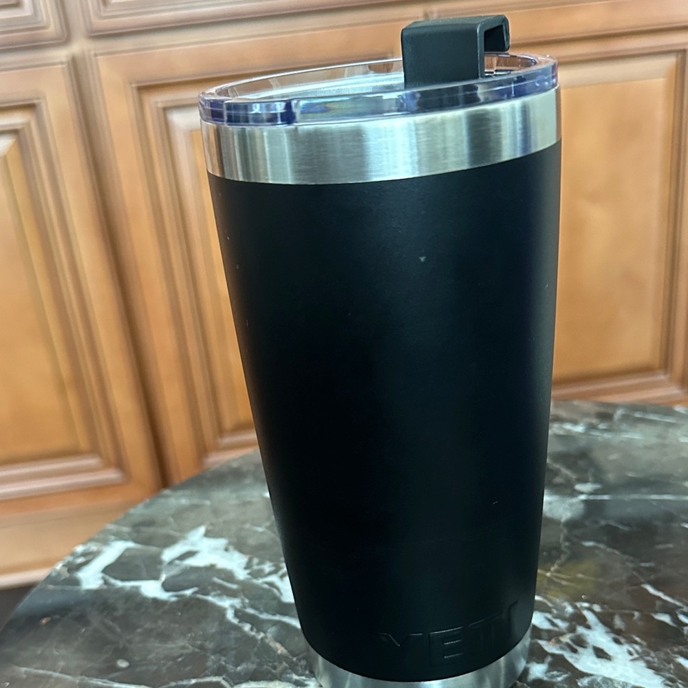 YETI Matte Black Tumbler with Stainless Steel Rim
